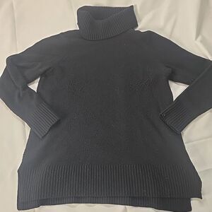 Womens Roll Neck Sweater Small Black Knit Minimalist Dark Academia Poet Core Top